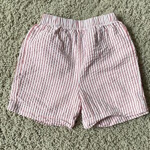 Striped Boys Kids Seersucker Cotton Smocked Shorts - Red and White Sz 4T